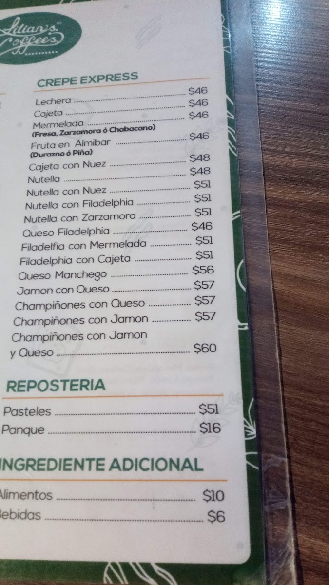 LILIAN'S COFFEES Menu - Image 3